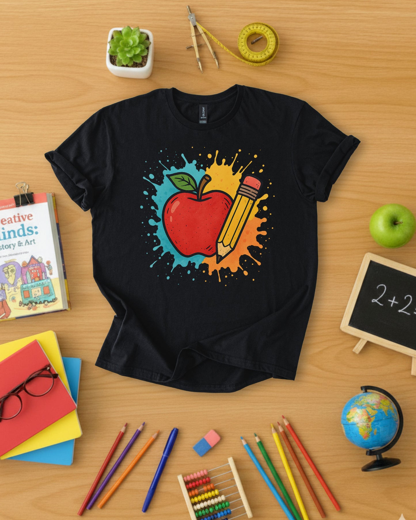 Colorful Apple & Pencil Shirt