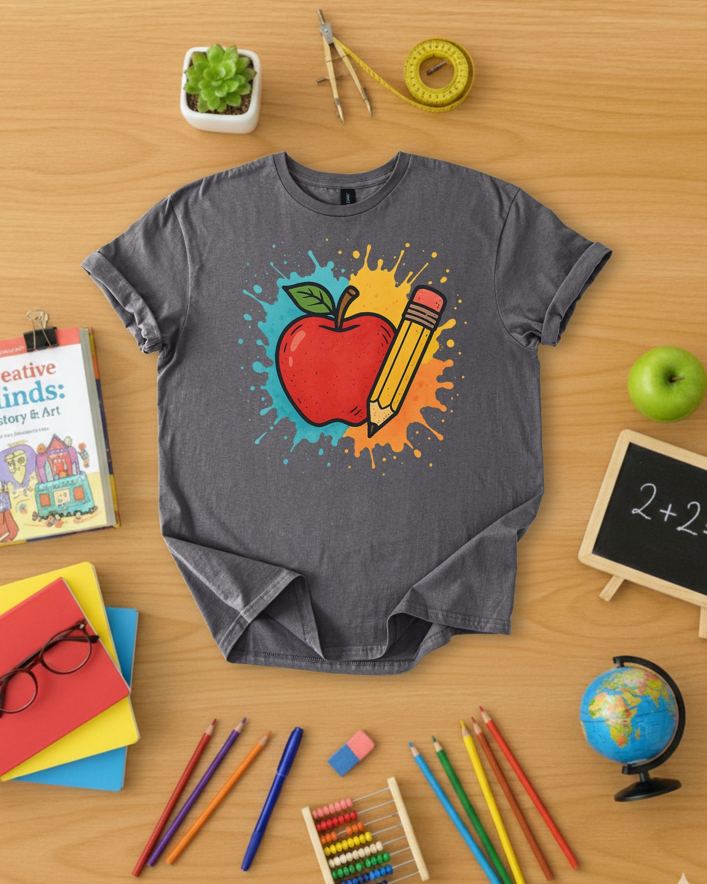 Colorful Apple & Pencil Shirt