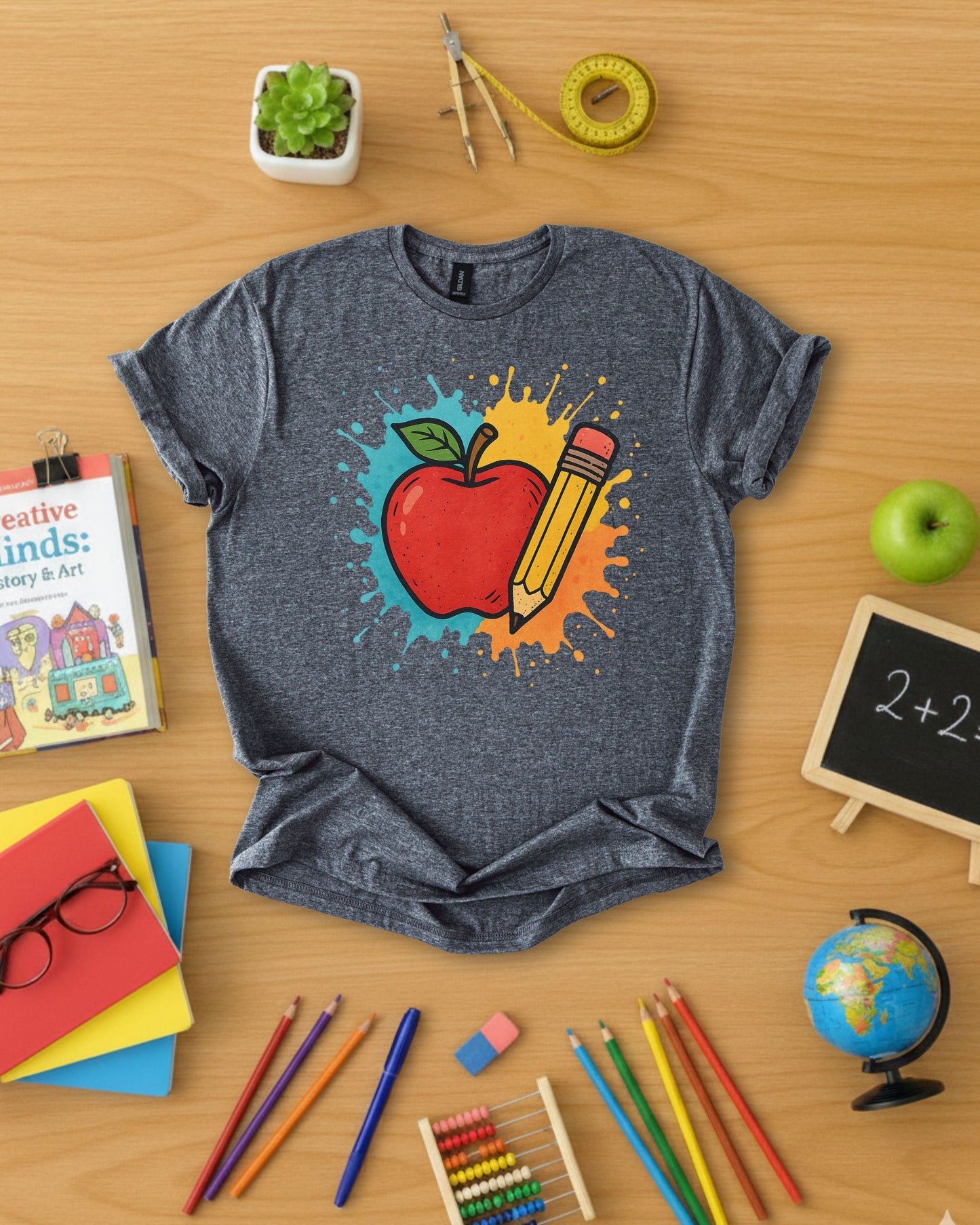 Colorful Apple & Pencil Shirt
