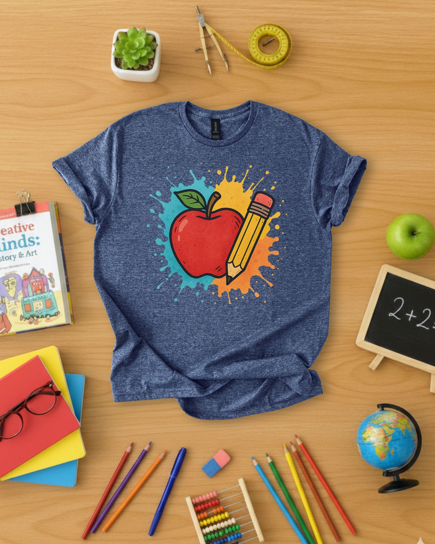 Colorful Apple & Pencil Shirt