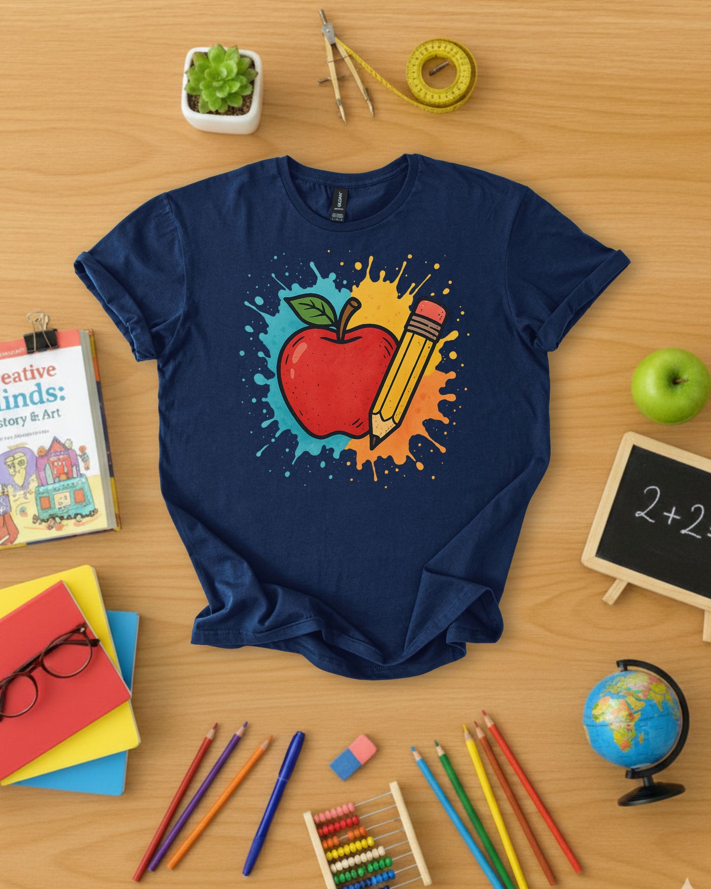 Colorful Apple & Pencil Shirt