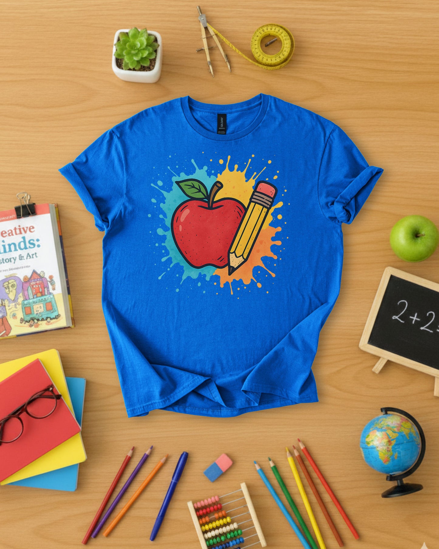 Colorful Apple & Pencil Shirt